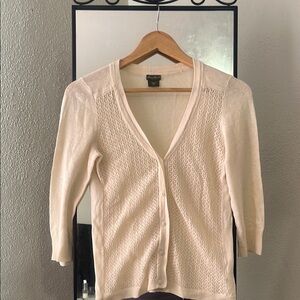 Eddie Bauer Cream Cardigan Sweater V-Neck button front